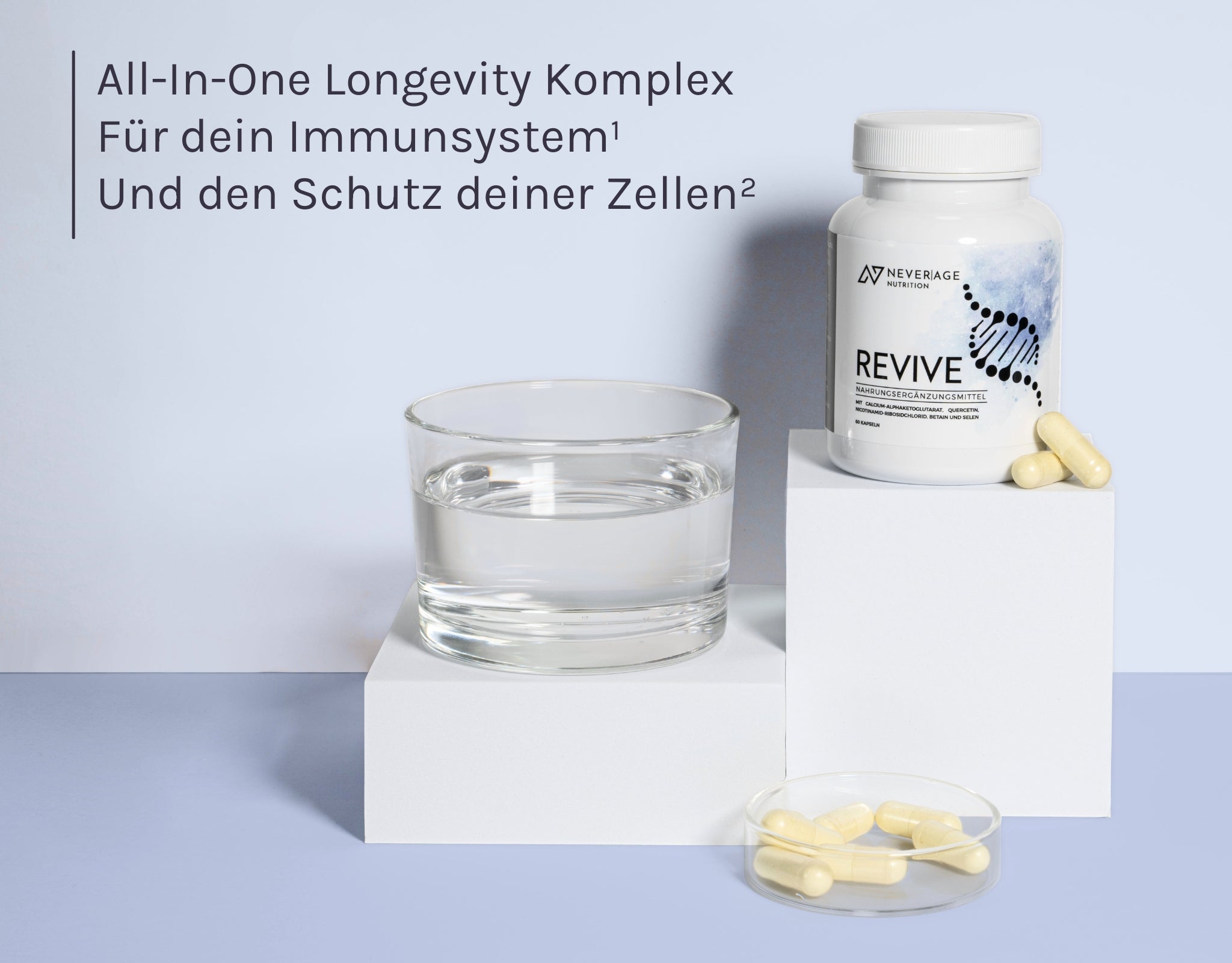 Never Age Nutrition Revive All in One Longevity Komplex für das Immunsystem und den Schutz der Zellen