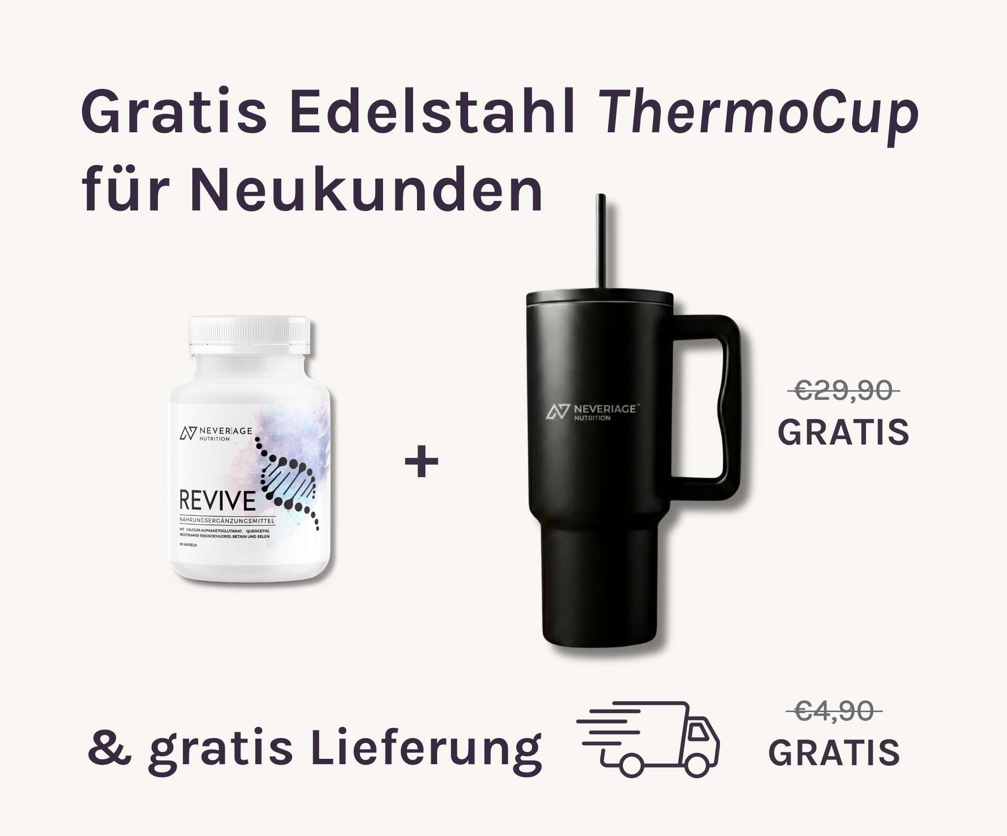 Never Age Nutrition Edelstahl ThermoCup
